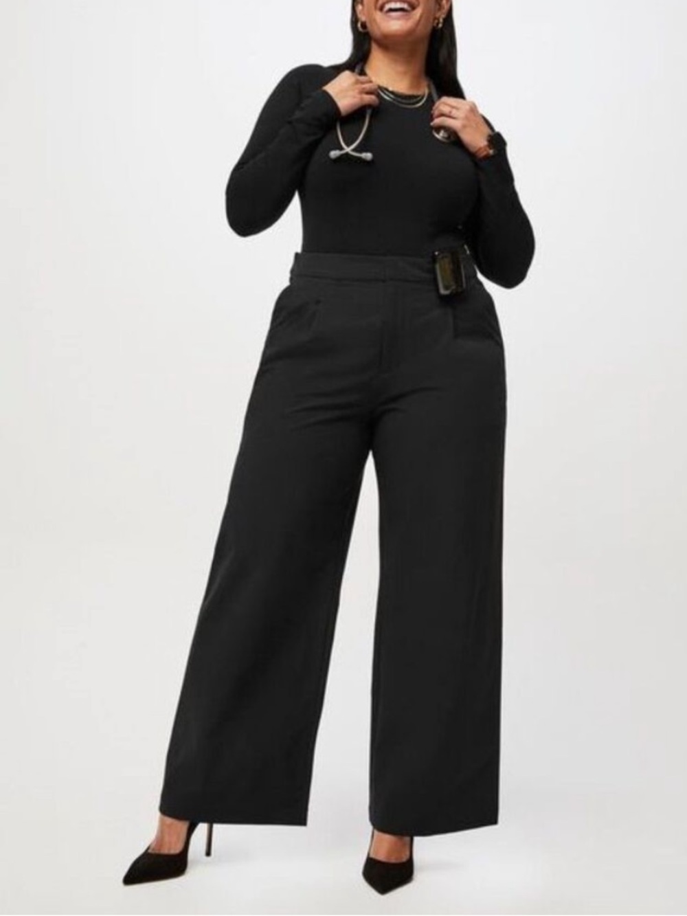FIGS PRO Black High Waisted Wide Leg Trouser Scrubs Pants Size XLP XL Petite